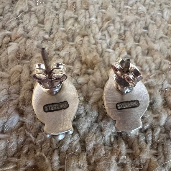 ❤️ Paloma Turquoise Navajo Southwestern Brushed 925 Stud Earrings Closed Back 4G - Picture 8 of 15